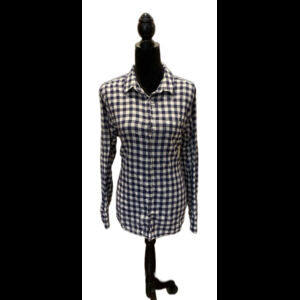 J.Crew Navy Blue Gingham Button Down Collared Shirt 100% Cotton Button Cuffs